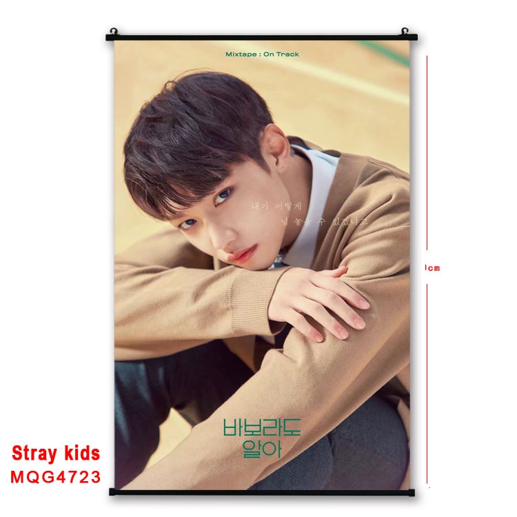 Stray Kids movie star black Plastic rod Cloth painting Wall Scroll 60X90CM  MQG-4723