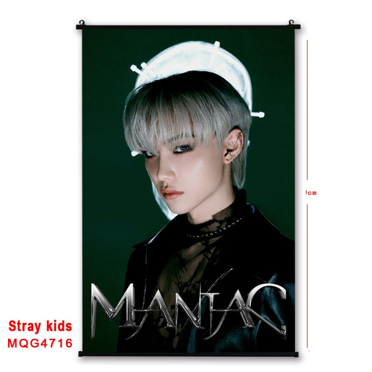 Stray Kids movie star black Plastic rod Cloth painting Wall Scroll 60X90CM MQG-4716