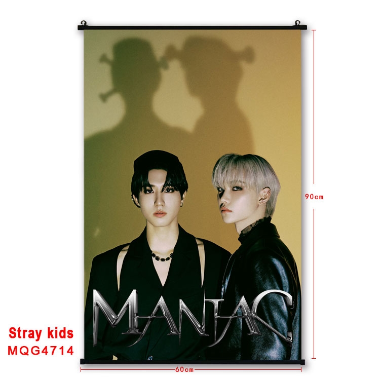 Stray Kids movie star black Plastic rod Cloth painting Wall Scroll 60X90CM  MQG-4714