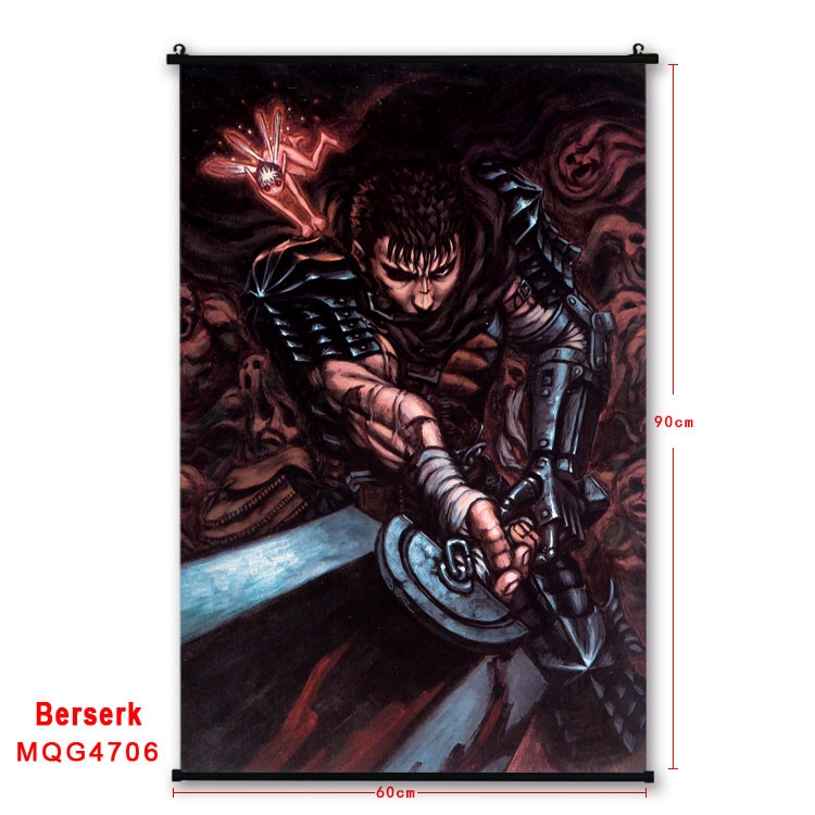 BERSERK Anime black Plastic rod Cloth painting Wall Scroll 60X90CM MQG-4706