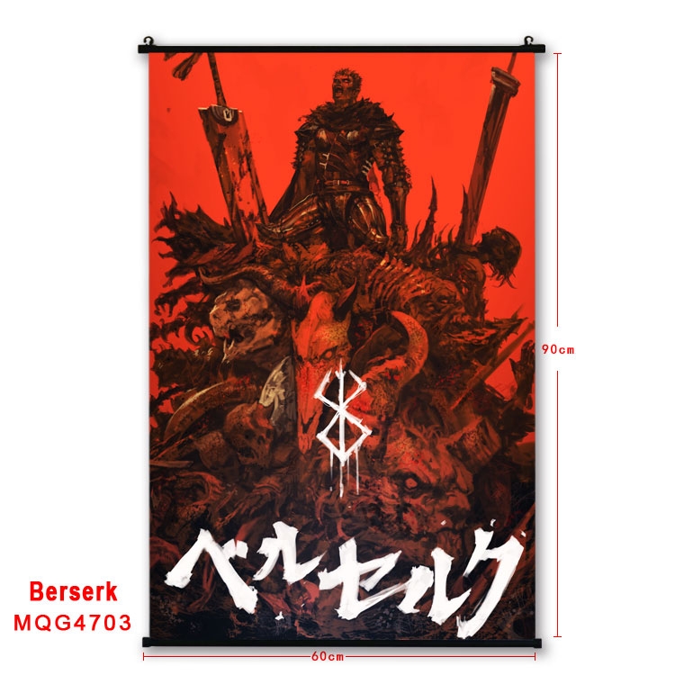 BERSERK Anime black Plastic rod Cloth painting Wall Scroll 60X90CM MQG-4703