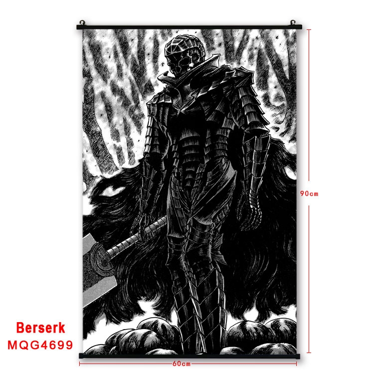 BERSERK Anime black Plastic rod Cloth painting Wall Scroll 60X90CM  MQG-4699