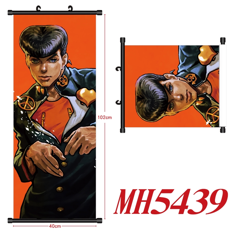 JoJos Bizarre Adventure Anime black Plastic rod Cloth painting Wall Scroll 40X102CM  MH5439