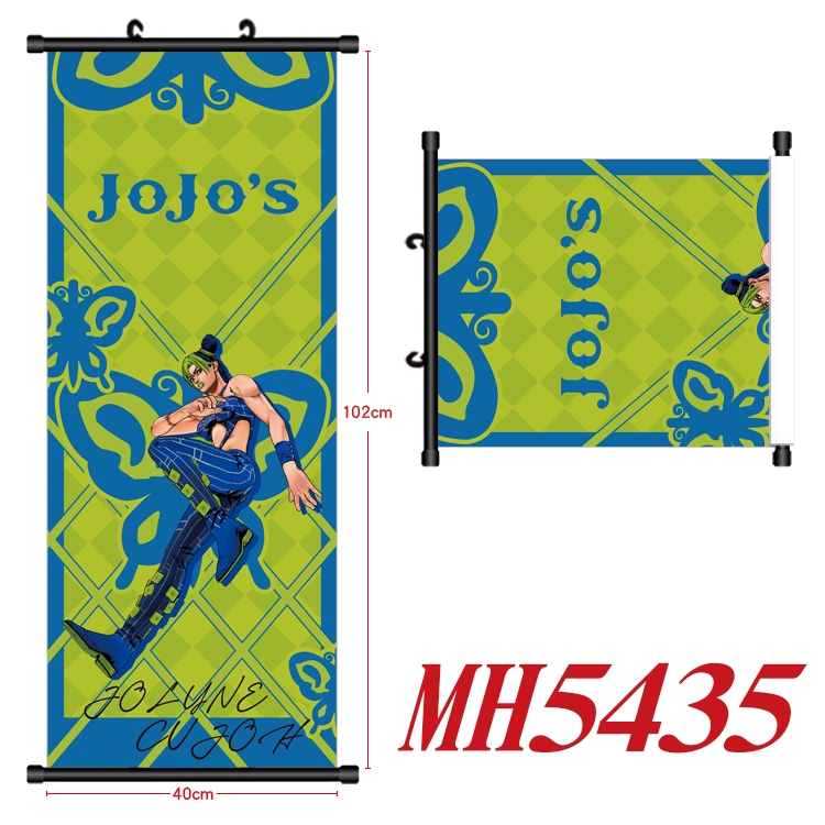 JoJos Bizarre Adventure Anime black Plastic rod Cloth painting Wall Scroll 40X102CM MH5435