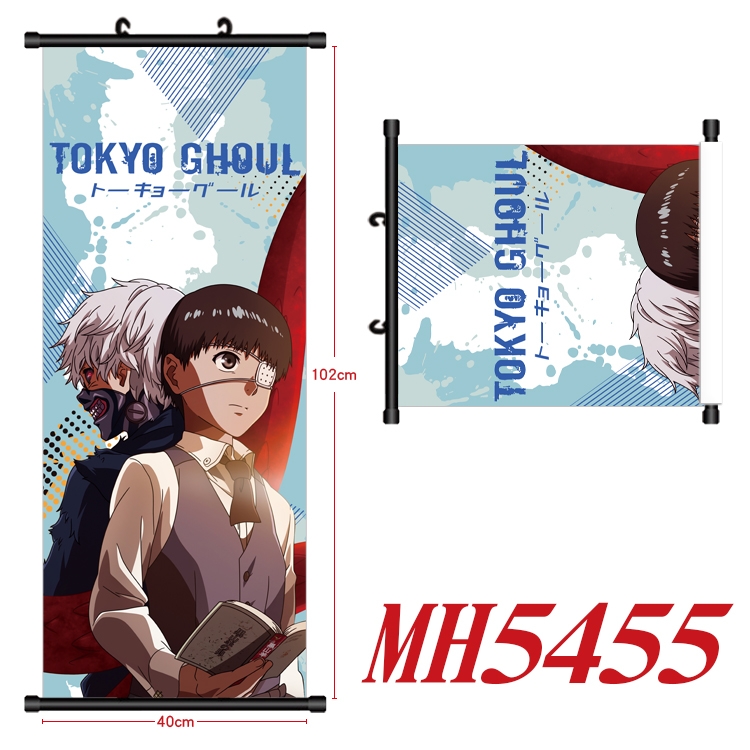 Tokyo Ghoul Anime black Plastic rod Cloth painting Wall Scroll 40X102CM  MH5455