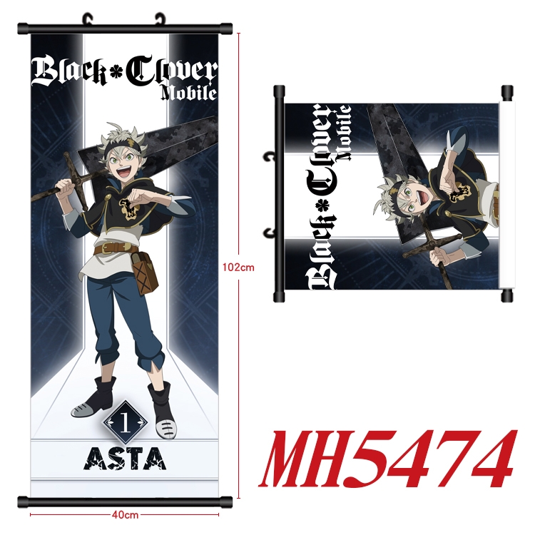 black clover Anime black Plastic rod Cloth painting Wall Scroll 40X102CM MH5474