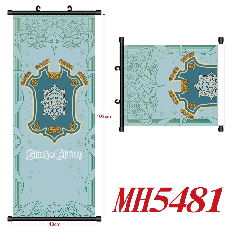 black clover Anime black Plastic rod Cloth painting Wall Scroll 40X102CM MH5481