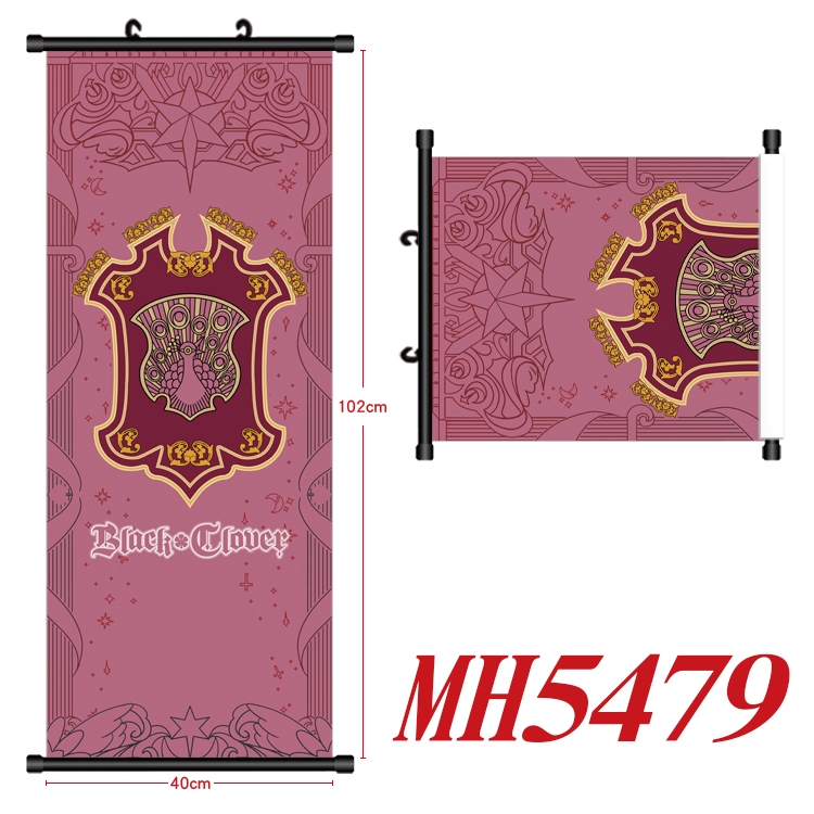 black clover Anime black Plastic rod Cloth painting Wall Scroll 40X102CM  MH5479