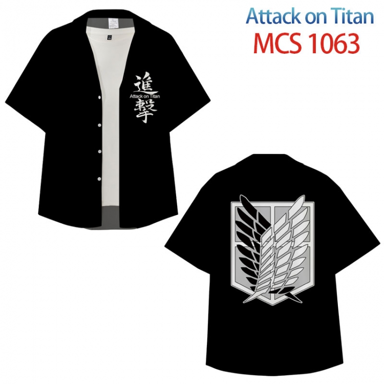 Shingeki no Kyojin Anime peripheral full color short-sleeved shirt from XS to 4XL MCS-1063
