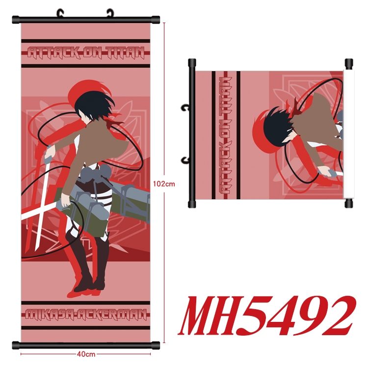 Shingeki no Kyojin Anime black Plastic rod Cloth painting Wall Scroll 40X102CM  MH5492