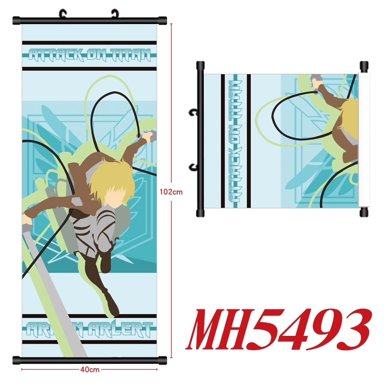 Shingeki no Kyojin Anime black Plastic rod Cloth painting Wall Scroll 40X102CM  MH5493