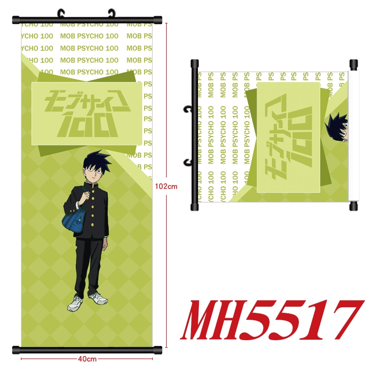 Mob Psycho 100 Anime black Plastic rod Cloth painting Wall Scroll 40X102CM MH5517