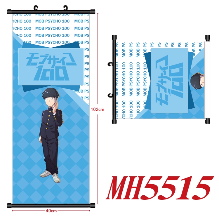 Mob Psycho 100 Anime black Plastic rod Cloth painting Wall Scroll 40X102CM MH5515