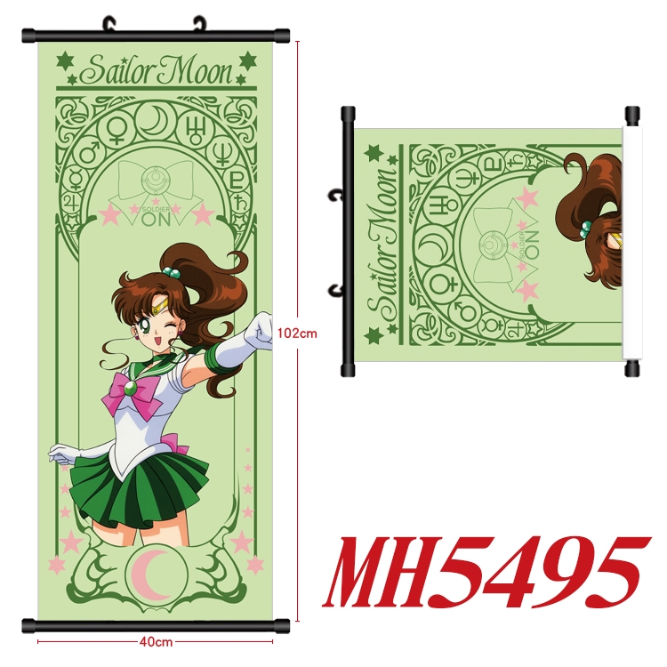sailormoon Anime black Plastic rod Cloth painting Wall Scroll 40X102CM MH5495