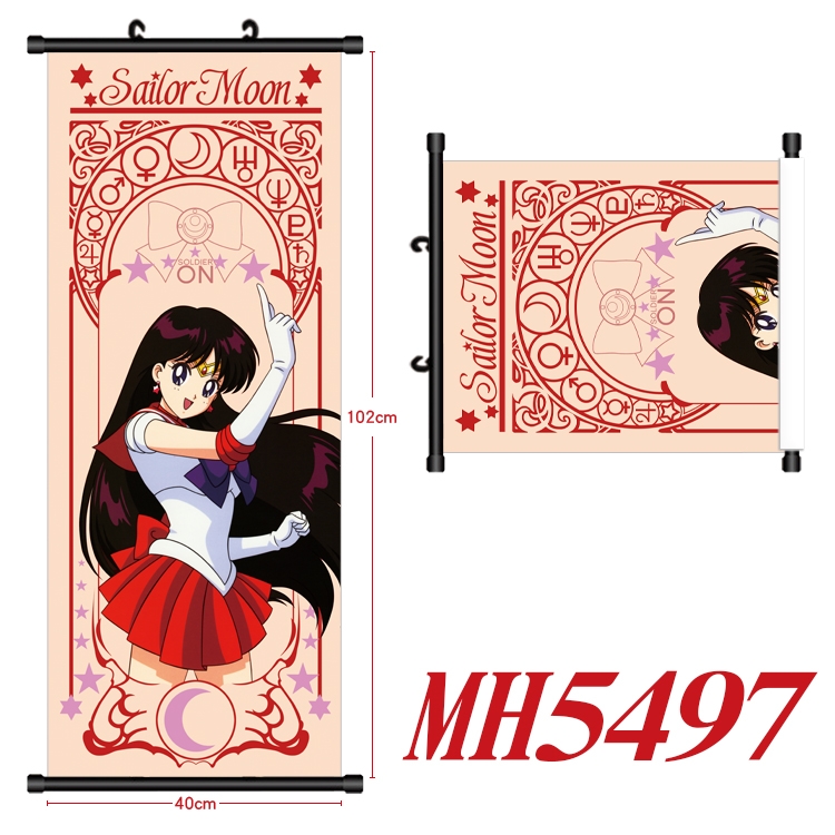 sailormoon Anime black Plastic rod Cloth painting Wall Scroll 40X102CM MH5497