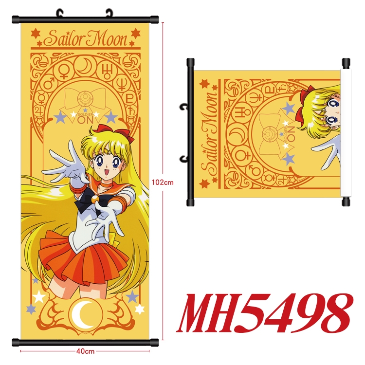 sailormoon Anime black Plastic rod Cloth painting Wall Scroll 40X102CM MH5498