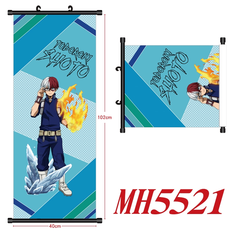 My Hero Academia Anime black Plastic rod Cloth painting Wall Scroll 40X102CM  MH5521