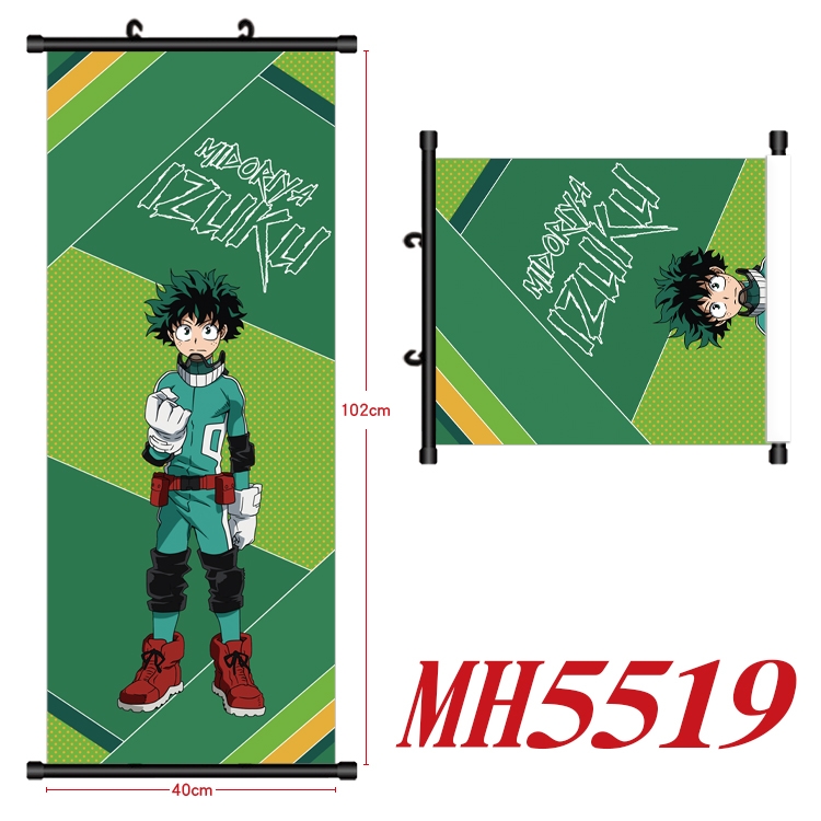 My Hero Academia Anime black Plastic rod Cloth painting Wall Scroll 40X102CM  MH5519
