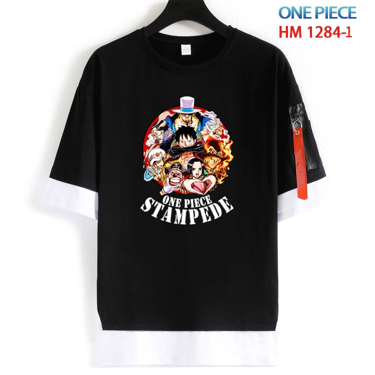 One Piece Cotton Crew Neck Fake Two-Piece Short Sleeve T-Shirt from S to 4XL  HM 1284 2