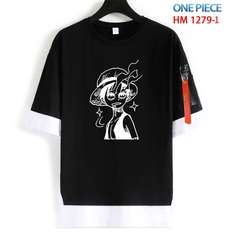 One Piece Cotton Crew Neck Fake Two-Piece Short Sleeve T-Shirt from S to 4XL  HM 1279 1