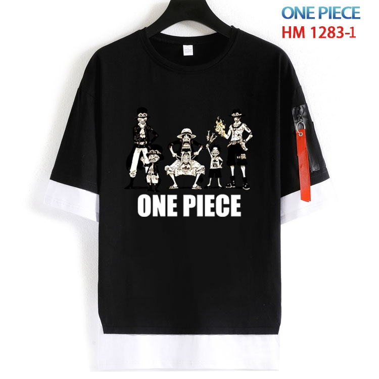 One Piece Cotton Crew Neck Fake Two-Piece Short Sleeve T-Shirt from S to 4XL  HM 1283 1