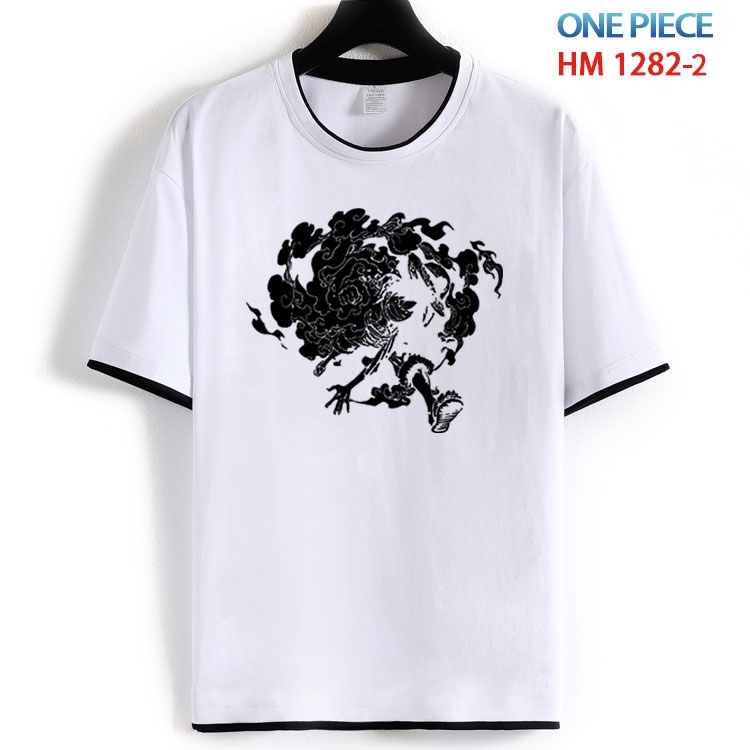One Piece Cotton crew neck black and white trim short-sleeved T-shirt  from S to 4XL  HM 1282 2