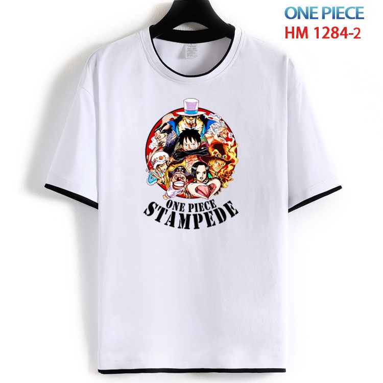 One Piece Cotton crew neck black and white trim short-sleeved T-shirt  from S to 4XL HM 1284 1
