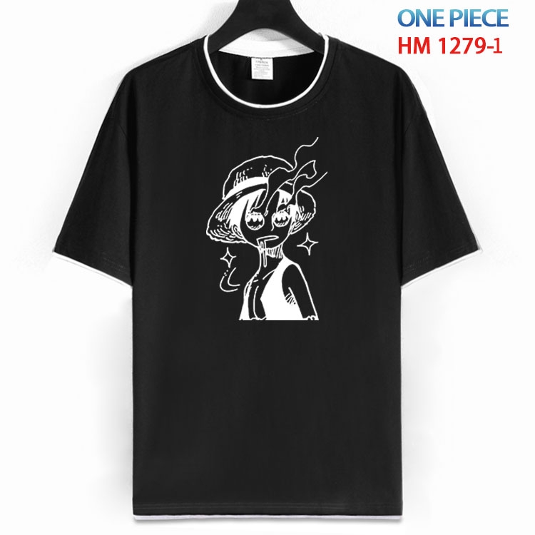 One Piece Cotton crew neck black and white trim short-sleeved T-shirt  from S to 4XL HM 1279 1