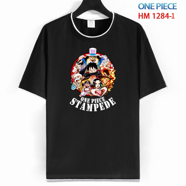 One Piece Cotton crew neck black and white trim short-sleeved T-shirt  from S to 4XL  HM 1284 2