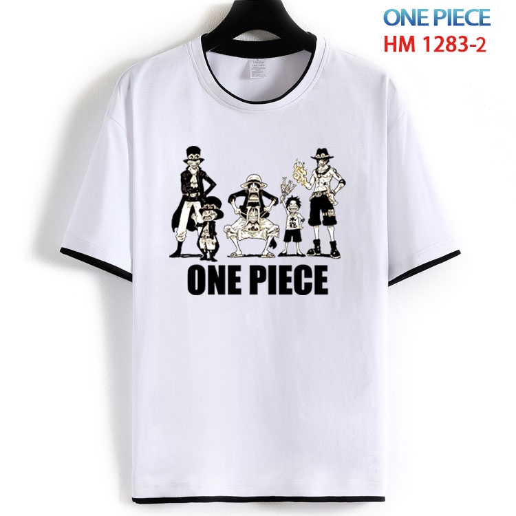 One Piece Cotton crew neck black and white trim short-sleeved T-shirt  from S to 4XL  HM 1283 2