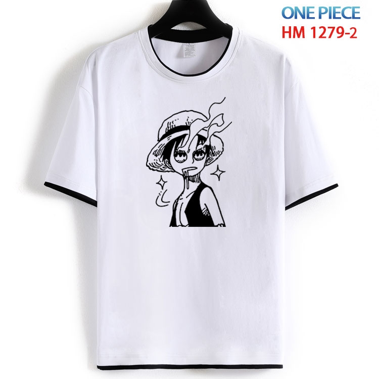 One Piece Cotton crew neck black and white trim short-sleeved T-shirt  from S to 4XL HM 1279 2