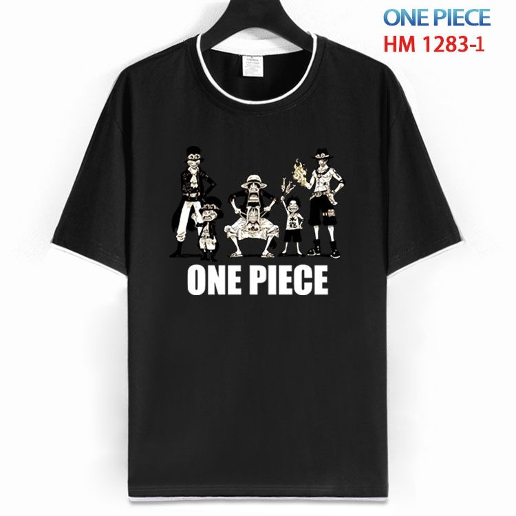 One Piece Cotton crew neck black and white trim short-sleeved T-shirt  from S to 4XL  HM 1283 1