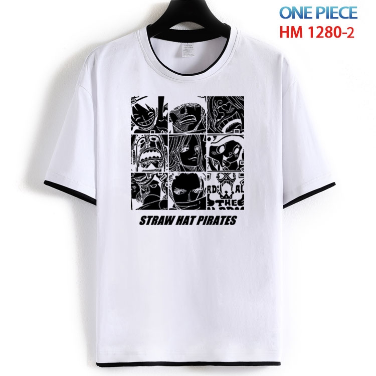 One Piece Cotton crew neck black and white trim short-sleeved T-shirt  from S to 4XL HM 1280 2