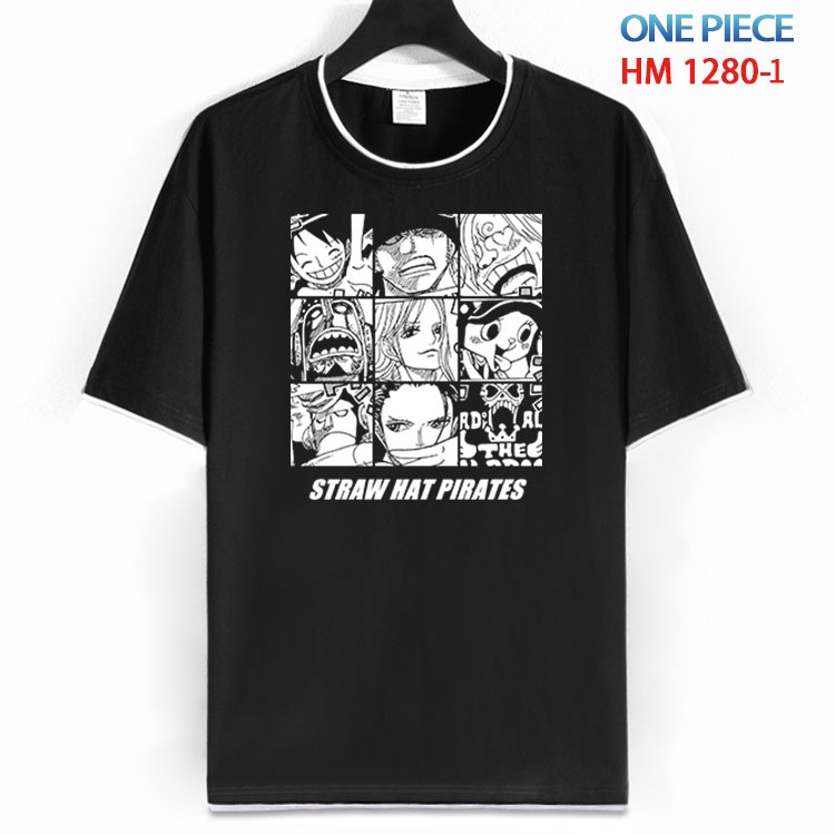 One Piece Cotton crew neck black and white trim short-sleeved T-shirt  from S to 4XL HM 1280 1