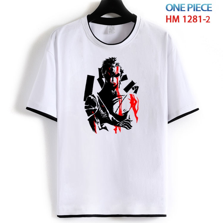 One Piece Cotton crew neck black and white trim short-sleeved T-shirt  from S to 4XL HM 1281 2