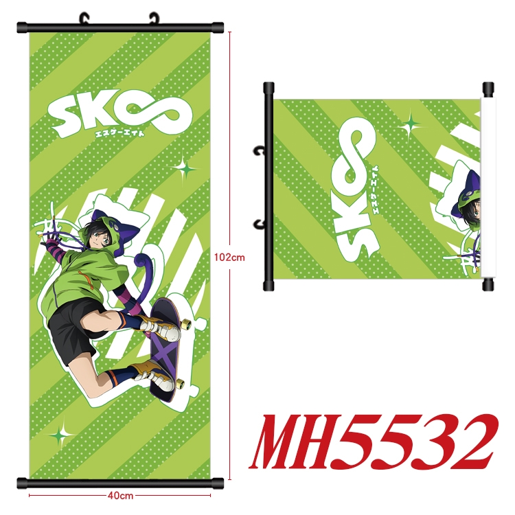 SK∞ Anime black Plastic rod Cloth painting Wall Scroll 40X102CM  MH5532