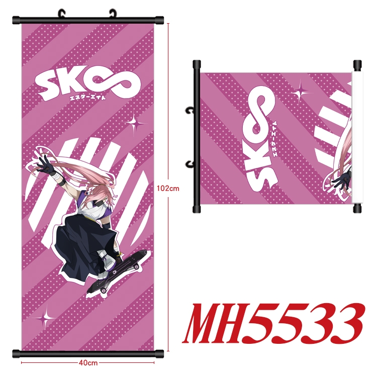 SK∞ Anime black Plastic rod Cloth painting Wall Scroll 40X102CM  MH5533