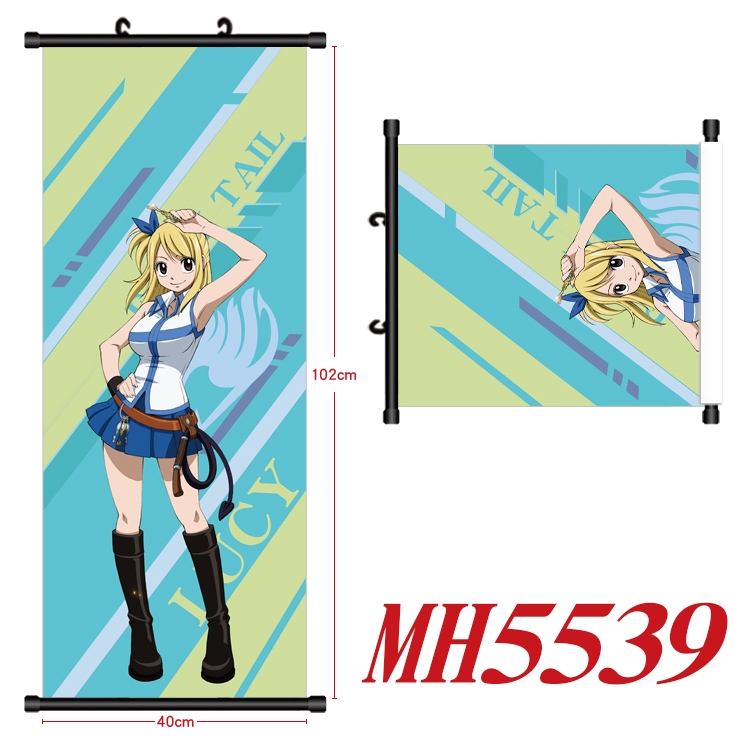 Fairy tail Anime black Plastic rod Cloth painting Wall Scroll 40X102CM MH5539