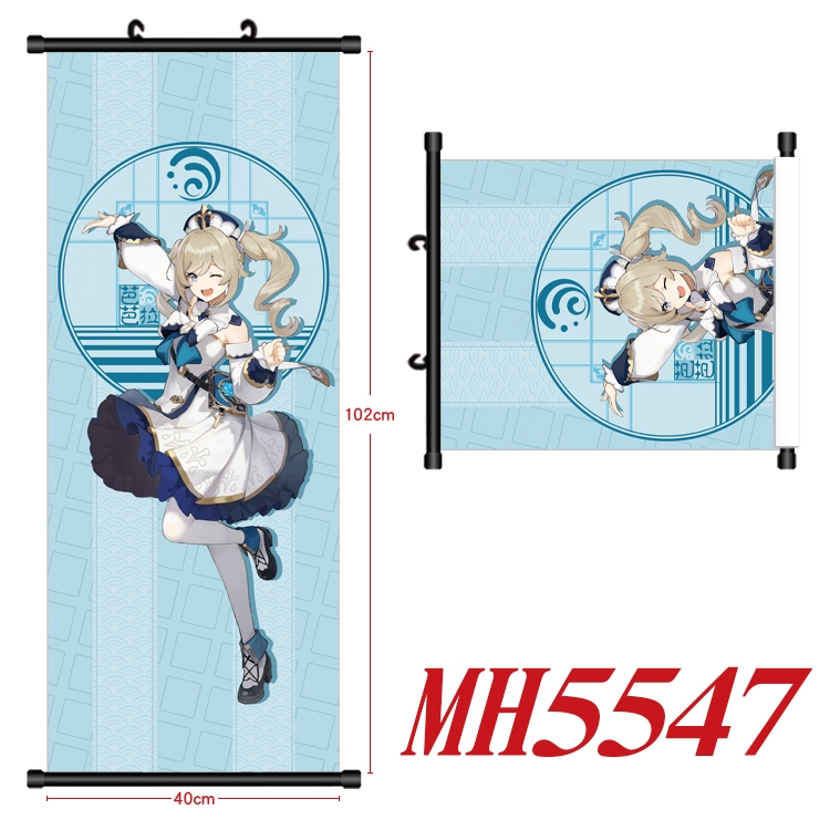 Genshin Impact Anime black Plastic rod Cloth painting Wall Scroll 40X102CM MH5547