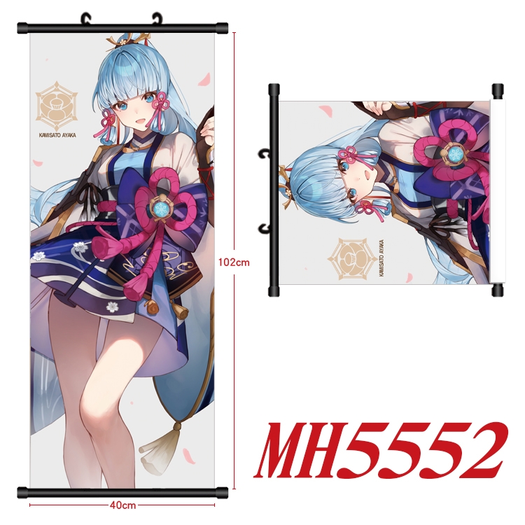 Genshin Impact Anime black Plastic rod Cloth painting Wall Scroll 40X102CM MH5552