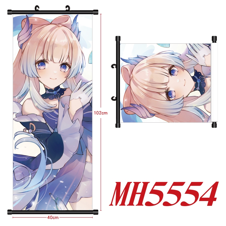 Genshin Impact Anime black Plastic rod Cloth painting Wall Scroll 40X102CM MH5554