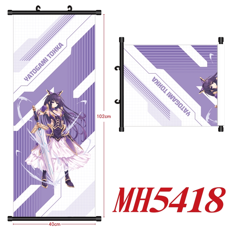 Date-A-Live Anime black Plastic rod Cloth painting Wall Scroll 40X102CM MH5418