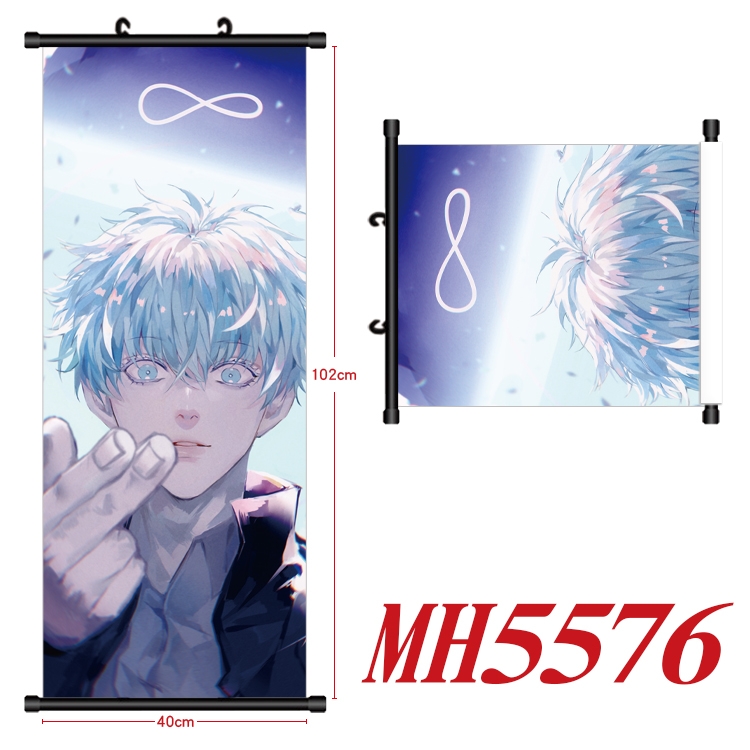 Jujutsu Kaisen Anime black Plastic rod Cloth painting Wall Scroll 40X102CM MH5576