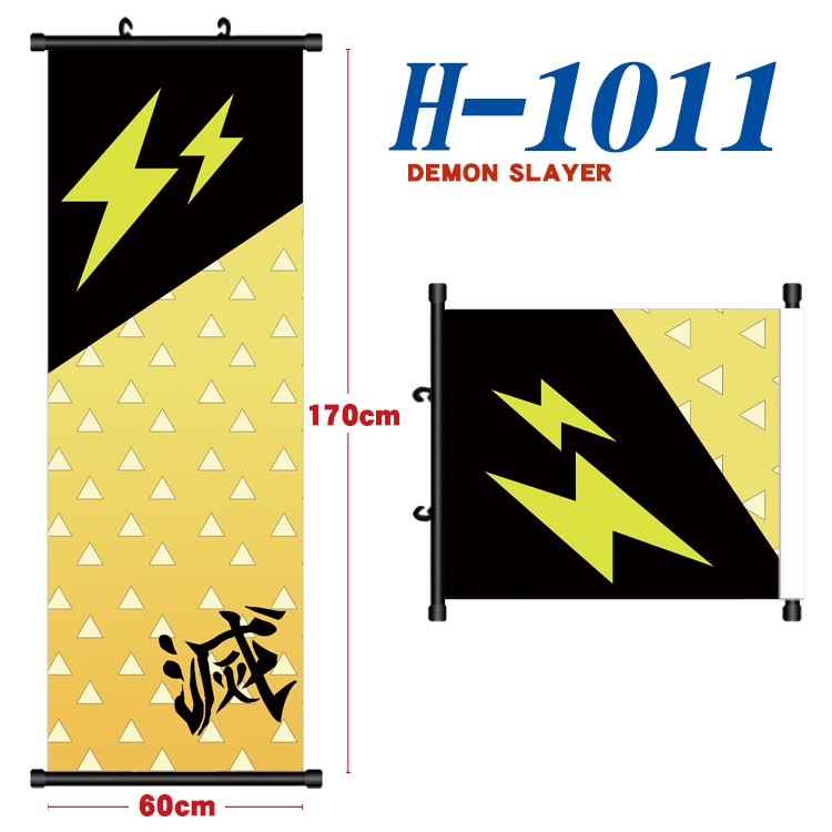 Demon Slayer Kimets Black plastic rod cloth hanging canvas painting 60x170cm H-1011