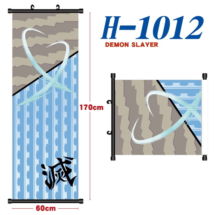 Demon Slayer Kimets Black plastic rod cloth hanging canvas painting 60x170cm H-1012