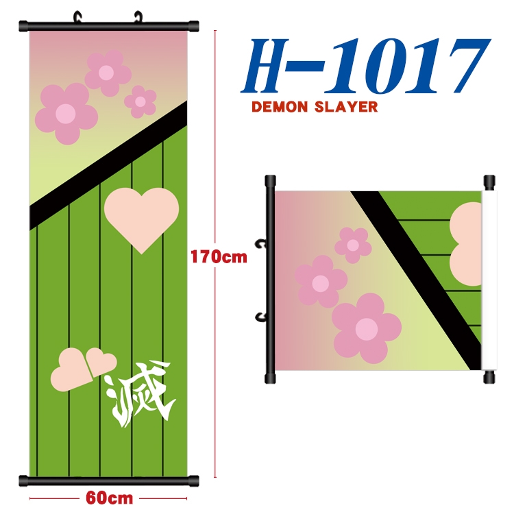 Demon Slayer Kimets Black plastic rod cloth hanging canvas painting 60x170cm H-1017