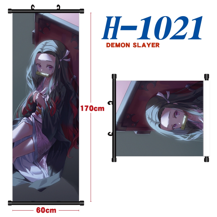 Demon Slayer Kimets Black plastic rod cloth hanging canvas painting 60x170cm H-1021