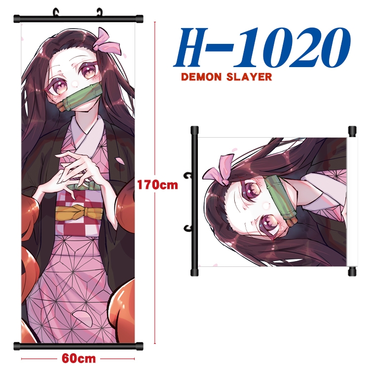 Demon Slayer Kimets Black plastic rod cloth hanging canvas painting 60x170cm H-1020