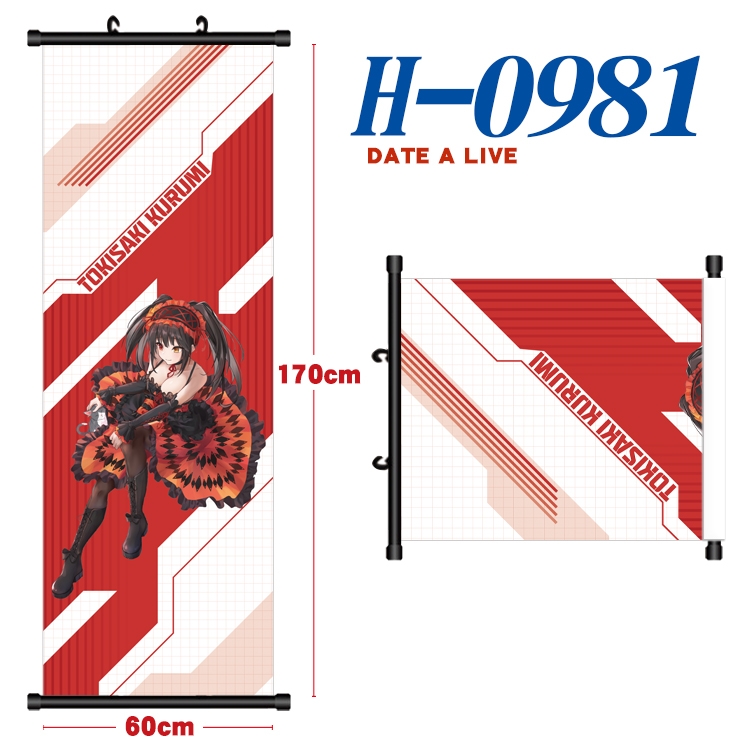 Date-A-Live Black plastic rod cloth hanging canvas painting 60x170cm H-0981