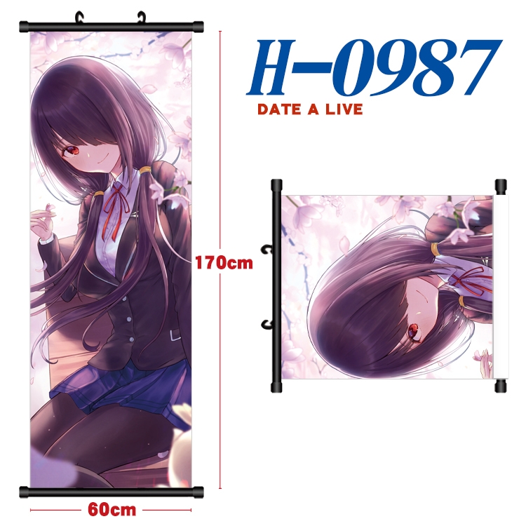 Date-A-Live Black plastic rod cloth hanging canvas painting 60x170cm H-0987